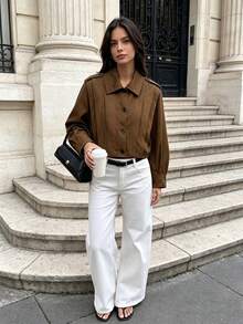 DEEKA Autumn/Winter New European & American Style Loose Versatile Commuting High-End Design Pleated Short Jacket - Brown - View 1