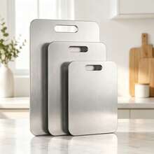 3pcs/1pc High Quality Stainless Steel Double-Sided Cutting Board - Thick, Mold-Resistant, Suitable For Kitchen And Restaurant Use, Easy To Clean With Water - Silver - View 14