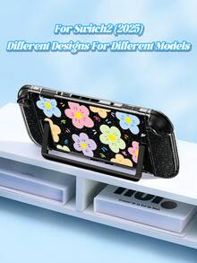 Xingji, 1 ốp bảo vệ máy chơi game họa tiết hoa đơn giản nhiều màu Dopamine, phù hợp cho Switch2 (2025)/Switch OLED/Switch Console, chất liệu TPU mềm, vỏ trong suốt mềm/cứng, không cần tháo máy, chống rơi và chống bụi, quà tặng lý tưởng cho game thủ Switch - Xem 2