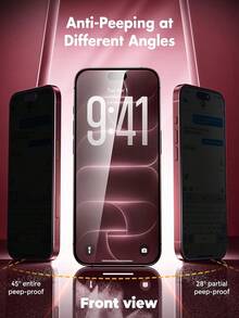 6pcs Privacy Tempered Glass Screen Protector, Anti-Peeping, Full Coverage, Anti-Collision, Dust-Proof, Hydrophobic, Effectively Protects Screen From Scratches Caused By Sharp Objects, Compatible With Iphone Duo/18promax/18pro/17 Pro Max/17 Pro/17Air/17/16 Pro Max/16 Pro/16 Plus/16/15 Pro Max/15//14/13/12/11/XS And Other Models. - Black - View 3