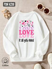 LOVE Is All You Need سويت شيرت رومانسي بتصميم قلوب متعددة الطبقات - أبيض - مشاهدة 3