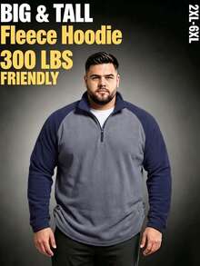 AOMDOTB Plus Size Loose Sherpa Sweatshirt, Casual Outdoor Warm Jacket, Half-Zip Fleece Pullover - Blue - View 1