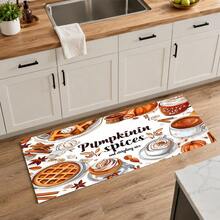 1pc Pumpkin Spice Autumn Kitchen Table Mat, Coffee Waffle Cinnamon Dessert Print Placemat, Pumpkin Spice Table Mat, Thanksgiving Coffee Countertop Mat, Autumn Kitchen Dining Room Tabletop Home Decor - Multicolor - View 12