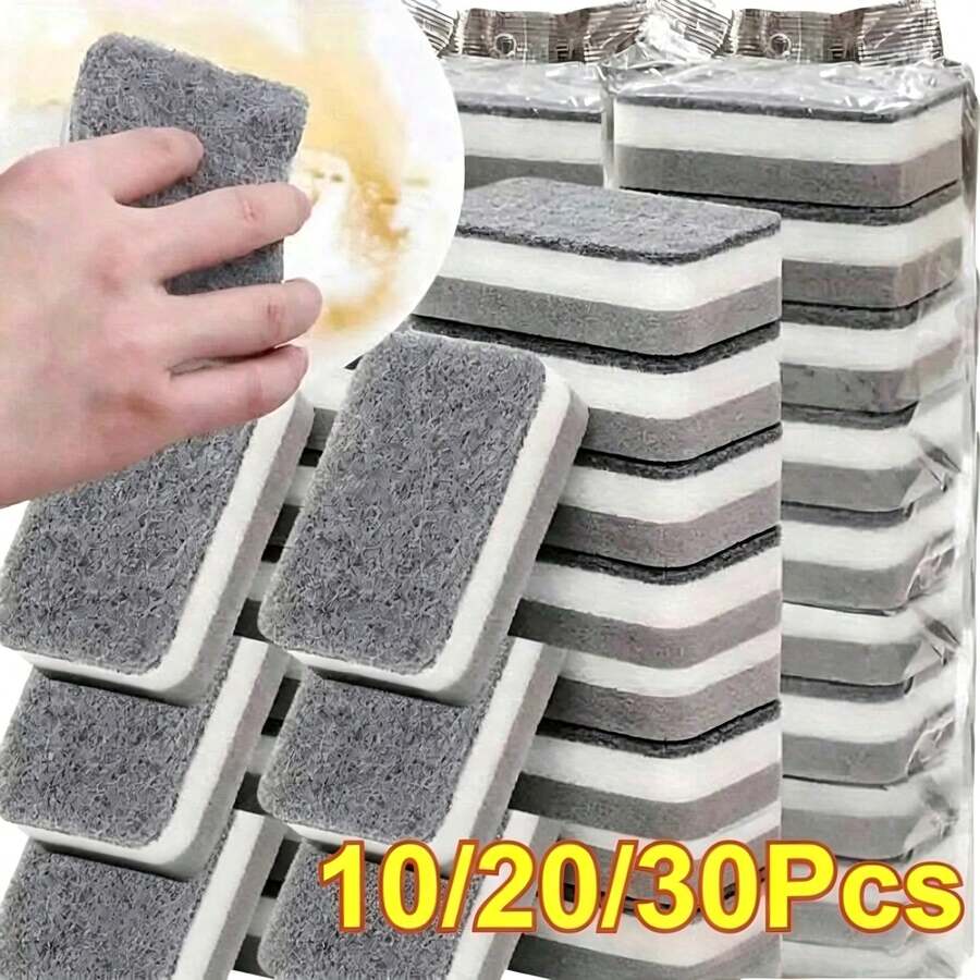 10/20/30pcs 3-Layer Magic Cleaning Sponges, Reusable Pot And Dish Scrub Pads, Household Kitchen Sponge Cleaning Tools