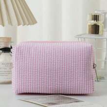 1pc Large Capacity Bubble Texture Pencil Case, Minimalist Pink Student Stationery Storage Bag, Portable Travel Makeup Bag - Single Piece - View 18