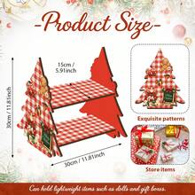 Christmas Tree Shaped Wooden Storage Rack, Double Layer Display Shelf, Decorative Organizer, Suitable For Decorations, Small Gifts And Desktop Christmas Decor, Multi-Functional Storage Rack, Floor Standing Rack - Multicolor - View 6