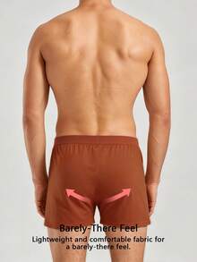 Norcotton 1pc Men's Front Button Boxer Briefs, Solid Color Loose Fit Home Shorts - Brown - View 2