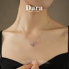 DARA S925 Sterling Silver Freshwater Pearl Necklace 4-5mm Colorful Beads Letter F Creative Versatile Gift Party Accessory - Letter F - View 3