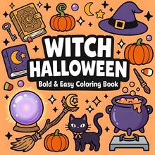 Buku Mewarnai Penyihir Halloween untuk Anak-Anak, Cocok untuk Pelajar, 24 Halaman Pola Sederhana, Lucu, dan Mudah Diwarnai, Menyejukkan dan Menghangatkan, Hadiah Ulang Tahun, Kembali ke Sekolah, dan Halloween untuk Anak Perempuan, Alat Tulis, 20x20cm, Dilengkapi dengan Satu Alas Kertas. - Penyihir Halloween - View 8