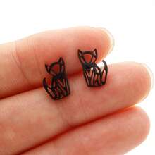 1Pair Stainless Steel Cat Earrings ,Cute Kitten Stainless Steel Earrings For Women/Men Lovely Fashion Animal Jewelry Pet Lover Gift - GED248 - View 7