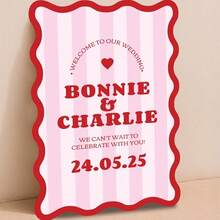 1pc Striped Personalized Name Customization, Photo Customization 2D Flat UV Printing, Indoor Doorway Welcome Sign, Party Decoration - Multicolor - View 5