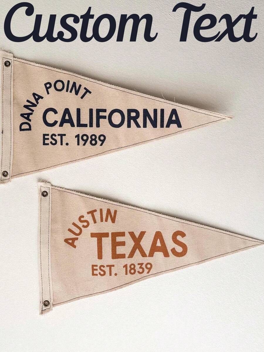 Customized Text Canvas Triangle Flag, Personalized Wall Banner, Apartment Decor, Linen Wall Art, Name Sign, Christmas Gift, Customized Wall Art, Triangle Flag, Home Gift, Canvas Banner, Vintage Triangle Flag, Beach House Decor, Personalized Gift, Wall Flag Decor