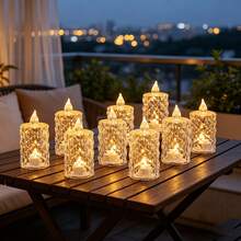 8Pcs Large Diamond-Pattern LED Crystal Candle. This Tea Light Is Perfect For Bedroom Decor During The Autumn And Winter Seasons. Y2K-Style Night Light. It Is Also Suitable For Halloween And Christmas Parties, Or As A Small Gift Or Toy. - Diamond-shaped Candle - View 9