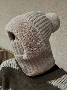 Knitted Beanie - Windproof & Warm Ear Protection, With Hooded Scarf, Breathable & Moisture-Wicking, Essential For Outdoor Cycling, Suitable For Cold Weather, Halloween, Winter And Autumn - Multicolor - View 16