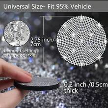 2pcs Shiny Car Cup Holder Coasters, Non-Slip Universal Fashion Car Cup Mats, Inlaid With Sparkling Crystal Rhinestones, Car Interior Accessories, Suitable For Women - A - View 7