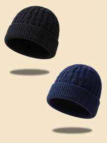 1pc/2pcs/3pcs Men's Solid Color Warm Knit Beanie, Multiple Colors Available, Suitable For Winter Daily Outdoor Wear - Multicolor - View 16