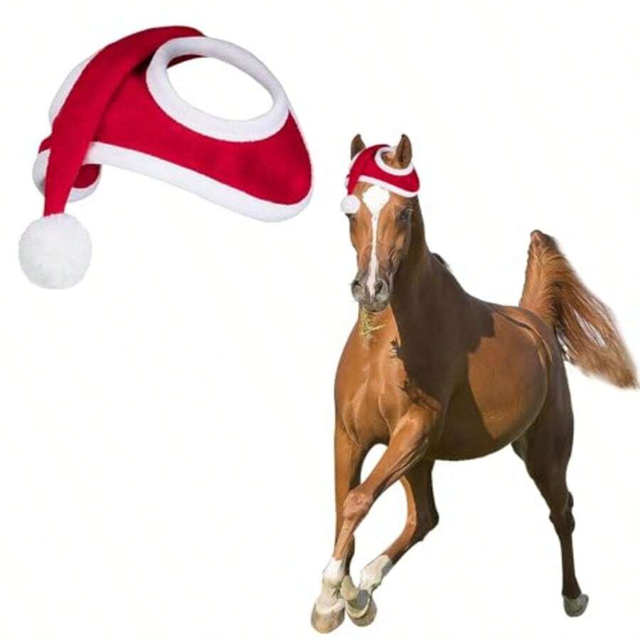 1pc Horse Christmas Hat, Pet Christmas Costume Hat, Winter Holiday Party Accessory - Multicolor - View 1