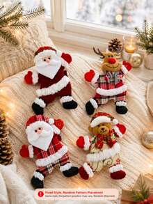 Christmas Curtain Tiebacks, Santa Claus Reindeer Bear Curtain Clips, Festive Holiday Drapery Holdbacks For Window Curtains, Christmas Home Decor, Easy Curtain Organizer, Random Pattern Placement - Multicolor - View 3