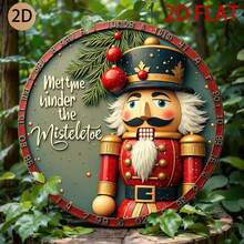 [2D Datar] Papan Nama Liburan Bulat Bertema Mesin Kue, Gaya Vintage dengan Elemen Natal, Sempurna untuk Dekorasi Rumah atau Tempat Liburan (Posisi Lubang Acak) - A - View 7