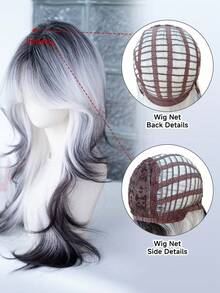 alicegarden 26-Inch Long Synthetic Wig Featuring A Natural Wavy Style In A A Stunning Multicolor. Designed With Bangs , This False Hairpiece Is Perfect For Ms Daily Party Cosplay Use, Offering A Natural And Natural Durable Wig Gift For Ladies. - Multicolor - View 10