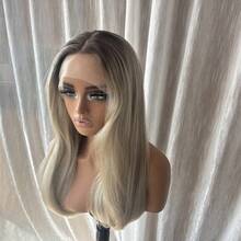 Ombre Blonde Highlights HD Transparent Lace Front Wig Preplucked Hairline Soft Long Wave Wig - Multicolor - View 5