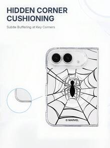 Miniso Spider-Man Phone Case For IPhone 18 Duo, Unisex Couple Style, Creative Cartoon Graffiti Painted Design, Minimalist Transparent MagSafe Magnetic Foldable Phone Case - Clear - View 6