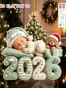 Personalized "First Christmas" Ornament -- 2026 Customizable Name Ornament -- Christmas Keepsake -- New Parents Gift -- Holiday Decoration/Hanging Ornament - Multicolor - View 4