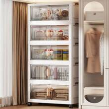 Multifunctional Foldable Storage Cabinet Plastic Multi-Layer Baby Wardrobe Storage Organizer Shelf - Multicolor - View 3