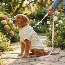 Dog Hoodie Warm Fleece With Leash Ring Heart Print Small Dogs Winter Clothes Gift Pink Leash - White - View 2
