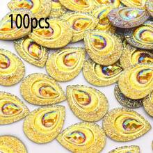 30pcs/Pack Large Teardrop Shaped Resin Peacock Tail Sequins, 18*25mm Eye-Shaped Resin Diamonds, AB Color Resin Crystals, Suitable For DIY Dance Costumes - Multicolor - View 23