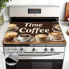 1件咖啡主題餐墊，拿鐵咖啡杯與咖啡豆 Time Coffee 文字印花餐墊，咖啡桌墊，咖啡機檯面墊，咖啡吧桌面裝飾墊，廚房與用餐居家裝飾 - 彩色 - 查看 4