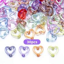 30 buah Manik-manik Akrilik Berbentuk Hati Berongga, Manik-manik Berbentuk Bunga dan Hati, Warna Campuran Acak, Untuk Pembuatan Perhiasan Gelang dan Kalung - MultiWarna - View 11