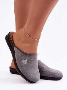 Women's Inblu Comfortable Light Soft Home Slippers With Heart And  For Relaxation Gray Red - Grey - View 5