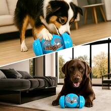 Pet Wobble Feeder Ball, Dog Educational Slow Feeder Toy, Durable Bite-Resistant Treat Dispenser, Non-Electric Universal Pet Wobble Feeder Ball - Baby Blue - View 7