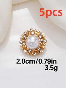 5pcs Luxury Round Pearl Rhinestone Inlaid Zinc Alloy Buttons, Decorative Sewing Fasteners For Suit, Overcoat, Garment DIY Decoration - Multicolor - View 11