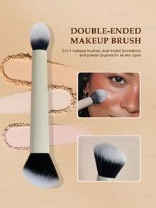 1pc Dual-Ended Multi-Function Makeup Brush, Suitable For Foundation, Concealer, Highlighter, Blush, Holiday Makeup Brush Set - Beige - View 3