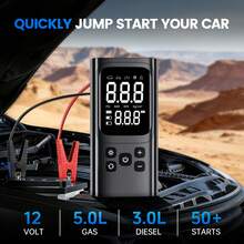 1pc Wireless Car Jump Starter With Air Pump, 12V Car Emergency Jump Starter, 150PSI Air Compressor, With USB Cable, LED Light And Smart Display Screen - one-size - View 3