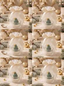 Christmas Tree Shaped Ribbed Glass Candle Set (Candle + Gift Bag) – Festive Scented Aroma Candle, Holiday Tabletop Decor For Living Room, Office, Party, Halloween, Christmas & New Year Surprise Gift - Exquisite Gift Version - View 10