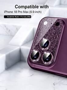 1入裝 – 相機鏡頭保護蓋，相容 iPhone 18 Pro Max/18 Pro（閃亮酒紅），亮片金屬鏡頭蓋配 9H 鋼化玻璃，保護殼友善，適用 6.9 吋機型 - 酒紅色 - 查看 3