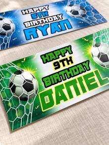 1pc Customized Name & Age Birthday Banner, Personalized Football Theme Party Backdrop, Sports Theme Birthday Wall Decor, Football Fan Gift, Football Lover Souvenir, Football Party Decoration, Birthday Photo Booth Background - Multicolor - View 6