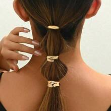 3pcs Korean Style Silver Ponytail Buckle Hair Tie Low Ponytail Fixing Tool Delicate Hair Clip Simple Women's Hair Claw - Gold - View 6