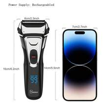 Hatteker 1pc Electric Shaver For Men, Portable Home Use USB Rechargeable Beard Trimmer, Dry & Wet Shaving Razor - Black - View 3