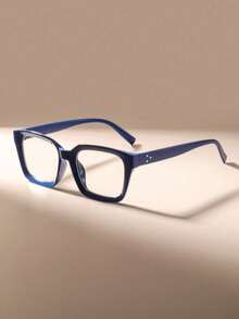 1pc Square Frame Glasses, Clear Lenses For Reading, Gaming, TV, Computer And Mobile Use, Unisex Eyeglasses - Black Frame C1 - View 5