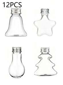 1/4/8/12pcs Refillable Christmas Tree Shaped Decorative Balls, Transparent Plastic Bottle Spheres With Hanging Pendant, DIY Fillable Color, Suitable For Christmas Tree, Holiday Party Decoration - Multicolor - View 11
