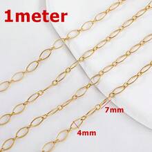 1m Stainless Steel Oval Chain Square Frame Embossed Chain Handmade Chain Suitable For DIY Necklace Bracelet Jewelry Accessories - Stainless Steel Chain - View 8
