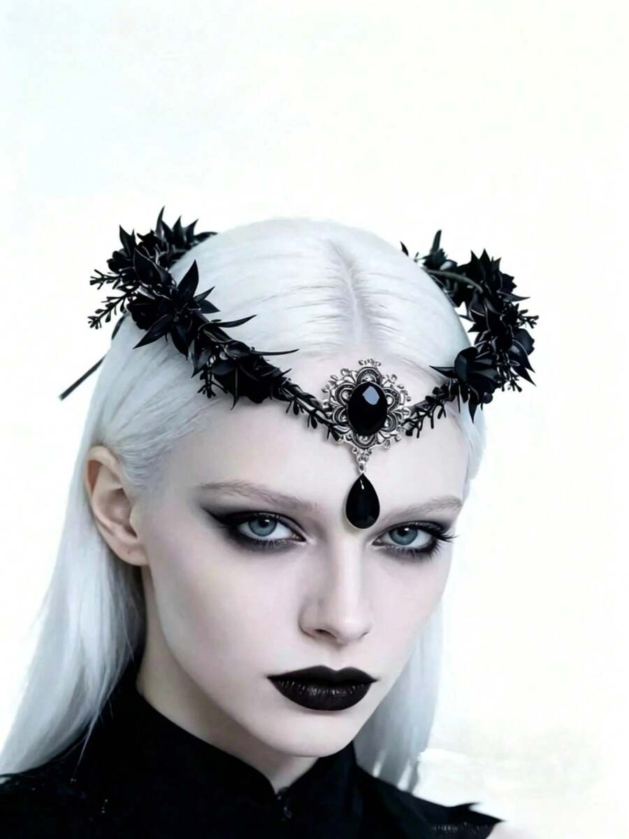 1pc Gothic Vintage Headpiece, Perfect For Holiday Costumes And Celebrations, Ideal Gift Accessory, Decoration And Costume Prop, Also Suitable For Halloween - Black - View 1