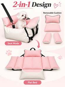 Pet Car Seat For Small Dogs & Cats, Portable Travel Carrier & Hand Carry Dog Bed, Detachable Washable Pet Booster Seat, Soft Car Safety Bed For Travel - Multicolor - View 5
