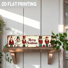 1pc 2D Flat Metal Sign, Classic Christmas Design With Blooming Nut Shell, Perfect For Holiday Season Wall Decor, Ideal For Farmhouse Or Home Decoration In Living Room, Bedroom (Random Style) - A - View 7