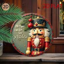 [2D Datar] Papan Nama Liburan Bulat Bertema Mesin Kue, Gaya Vintage dengan Elemen Natal, Sempurna untuk Dekorasi Rumah atau Tempat Liburan (Posisi Lubang Acak) - A - View 6