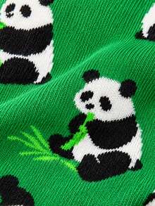 1/3/5 Pares de Meias Crew Engraçadas com Estampa Gráfica para Homens, Halloween, Natal, Outono e Inverno, Padrão de Panda de Bambu Fofo em Desenho Animado, Macias e Respiráveis, Presente para Homens e Mulheres - Multicolorido - Visão 5